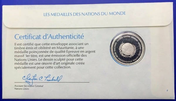 Médaille Argent massif des nations du Monde - MAURITANIE
