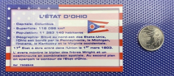 Etats-Unis Quarter dollar État d’Ohio UNC, année 2002