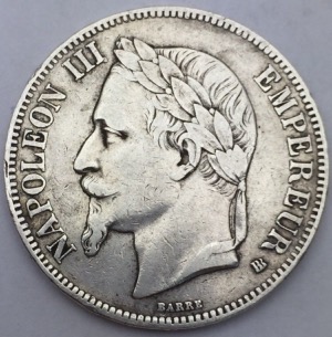 5 francs Napoléon III 1867 BB