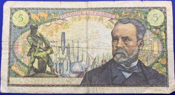 France, Billet 5 Francs Pasteur 1966