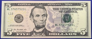 Etats-Unis, Billet 5 dollars San Francisco 2013, Lincoln, Neuf