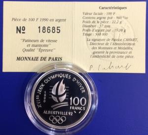 100 Francs JO Albertville 1992 Patinage Monnaie de Paris