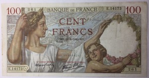 billet 100 francs Sully 16-8-1940