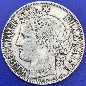 5 francs Cérès 1851A argent