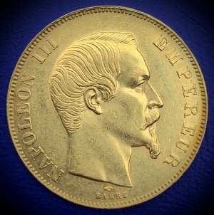 50 Francs or Napoléon III Tête nue 1858 A