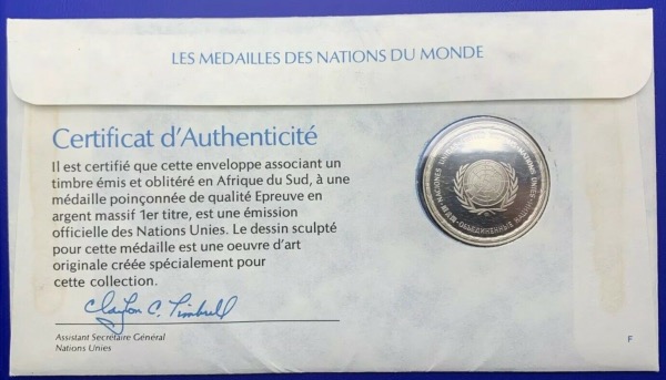 Médaille Argent massif des nations du Monde - AFRIQUE DU SUD