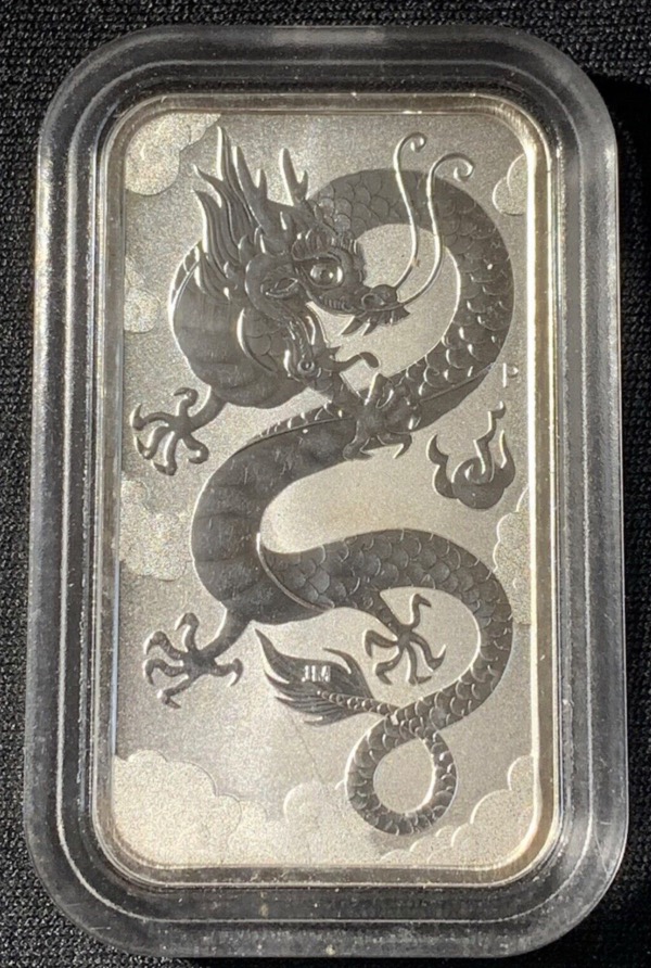 Lingot Argent 1 oz 9999 Dragon Australie 2019 sous capsule