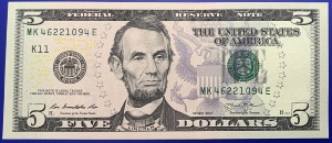 Etats-Unis, Billet 5 dollars Dallas 2013, Lincoln, Neuf