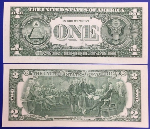 États-Unis billets 1 et 2 dollars 2013 Atlanta