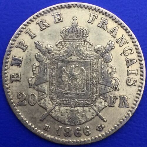 Monnaie Or, 20 Francs Or, Napoléon III Tête Laurée, 1866 BB, Strasbourg