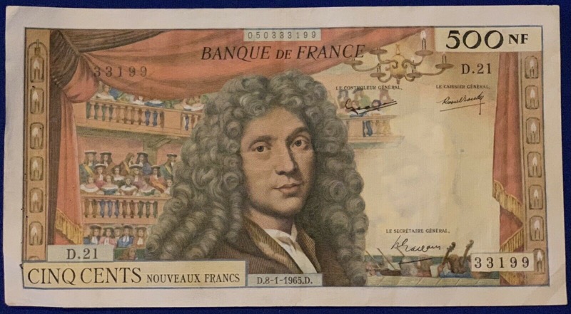 500 Francs Molière 8-1-1965 D.21
