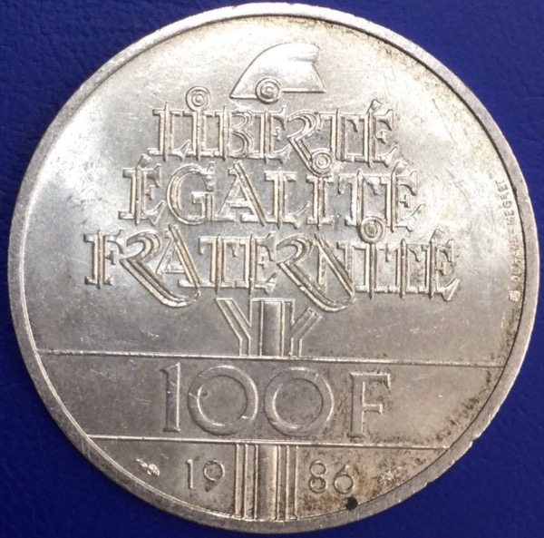 France, 100 Francs Liberté, 1986
