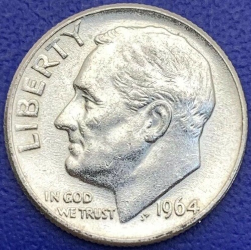 Pièce USA One Dime Roosevelt 1964 argent