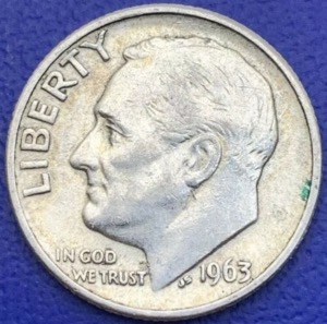 One Dime Roosevelt 1963 argent, États-Unis