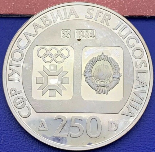 Pièce argent 250 Dinars Yougoslavie Jeux Olympiques