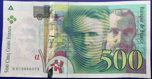 Billet France, 500 Francs Pierre et Marie Curie, 1994