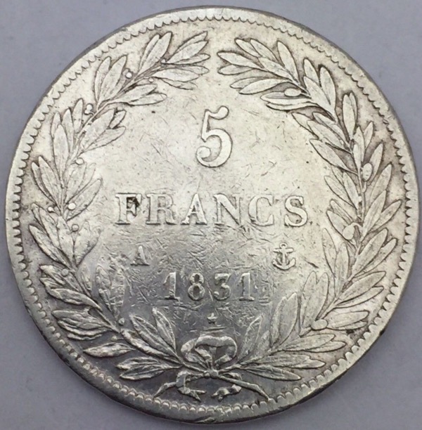 5 francs Louis Philippe I tranche en relief 1831 A