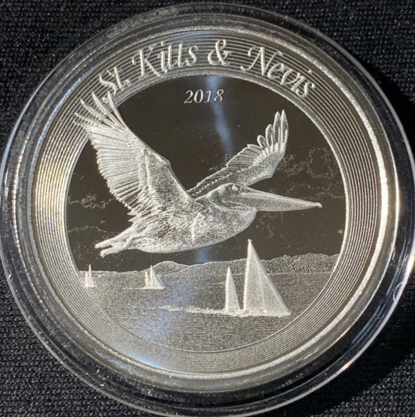 1 Oz argent 2018 Saint Christophe et Nieves 2$ Brown Pélican