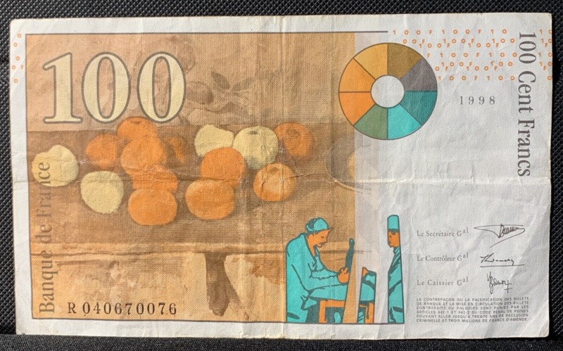 billet 100 francs Cezanne 1998