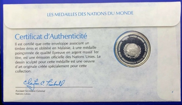Médaille Argent massif des nations du Monde - MALAISIE