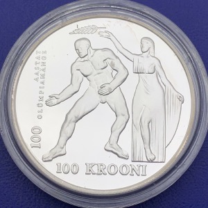 Monnaie Argent, 100 Krooni 1996, Estonie, Centenaire JO modernes