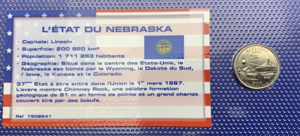 Etats-Unis Quarter dollar État du Nebraska UNC, année 2006
