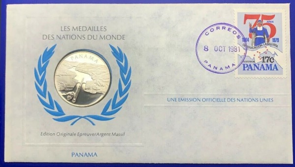 Médaille Argent massif des nations du Monde - PANAMA