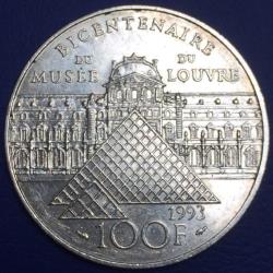 France - Monnaie 100 francs argent - Bicentenaire musée du Louvre 1993
