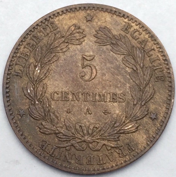 Ceres 5 centimes 1876 A
