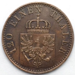 Prusse 3 pfenninge Friedrich Wilhelm IV 1867 Berlin