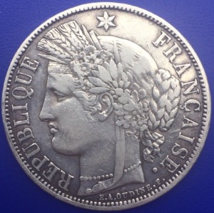 Monnaie Argent, 5 Francs CERES 1870 A Sans Légende