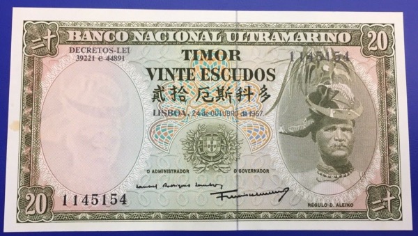 Billet Timor 20 Escudos 1967