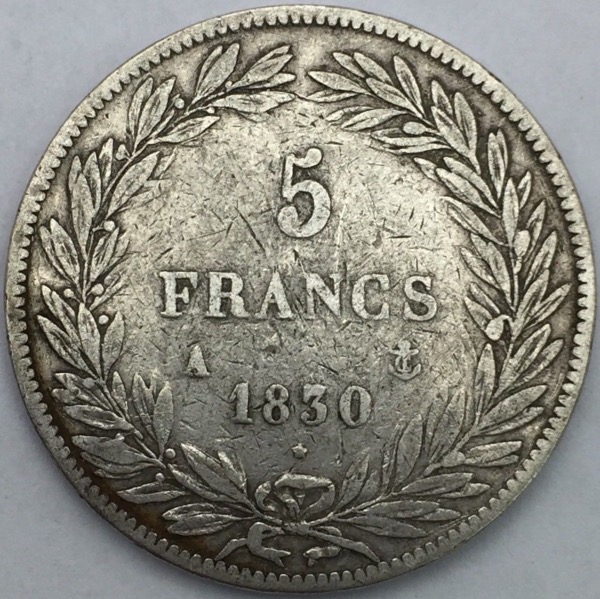 5 francs Louis Philippe Ier 1830A tranche en relief