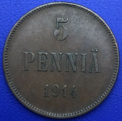 Monnaie Cuivre, Pièce Finlande, 5 Pennia 1914 Nicholas II