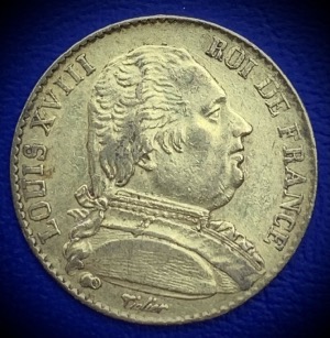 20 Francs or Louis XVIII Buste Habillé 1814 Q