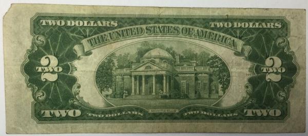 Billet américain 2 Dollars 1928D rouge 