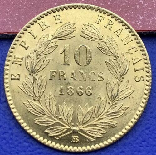10 Francs Or Napoléon III Tête Laurée 1866 BB