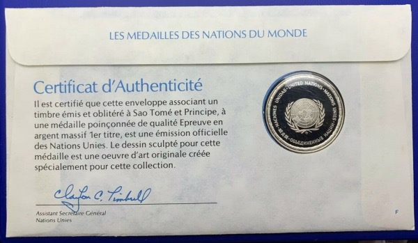 Médaille Argent massif des nations du Monde - SAO TOME ET PRINCIPE