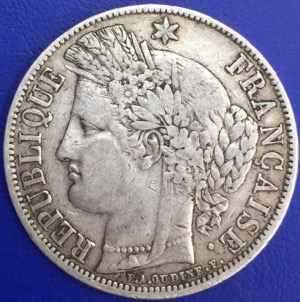 5 francs Ceres 1850 A avec légende