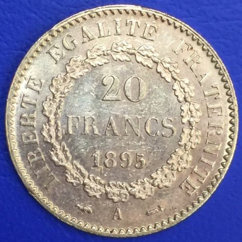 Monnaie or, 20 francs, Génie debout, 1895 A