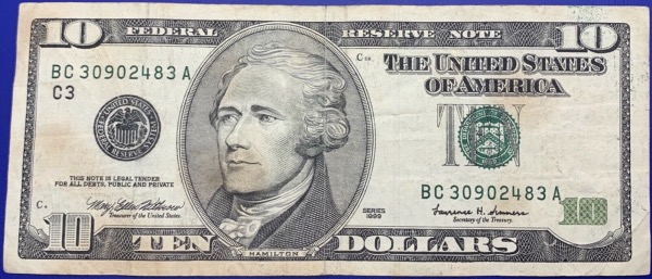 Etats-Unis, Billet 10 dollars Philadelphie 1999, Hamilton