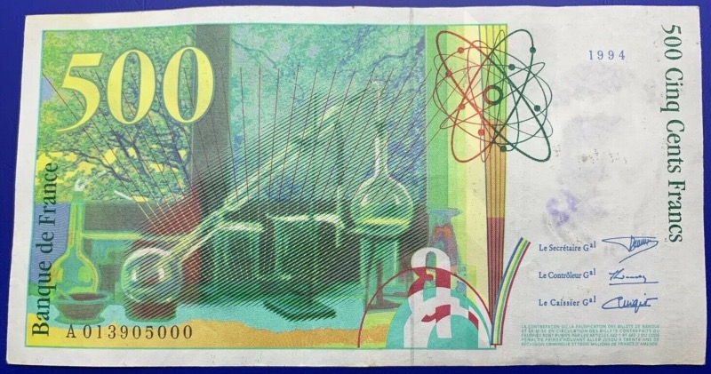Billet France, 500 Francs Pierre et Marie Curie, 1994