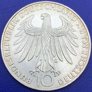 Pièce argent, 10 deutsche mark Jeux Olympiques de Munich, 1972, Argent