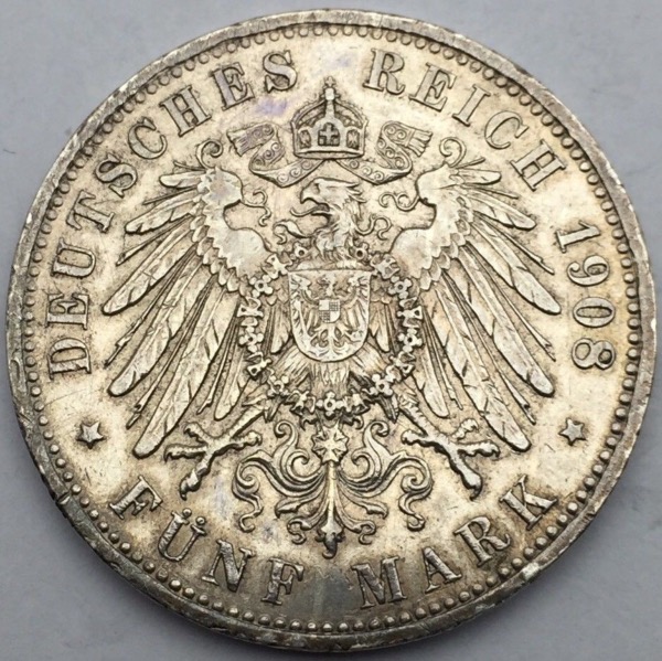 Preussen 5 Mark 1908 A Wilhelm II