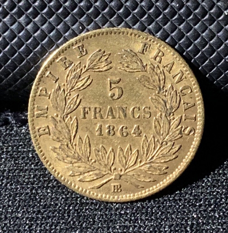 5 Francs or Napoléon III Tête Laurée 1864 BB