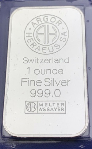 Lingot argent 1 Once 999 Suisse Argor Heraeus Valais Neuf Scellé