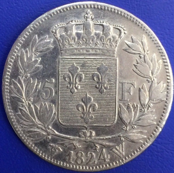 5 francs Louis XVIII 1824 W Lille