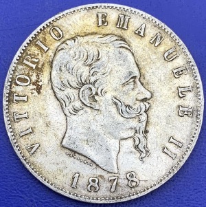 Italie 5 Lire argent 1878 Victor Emmanuel II