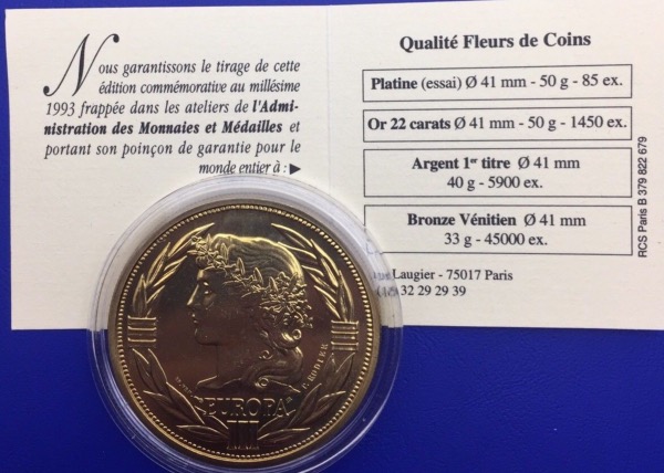 Médaille bronze, Europa Ecu 1993
