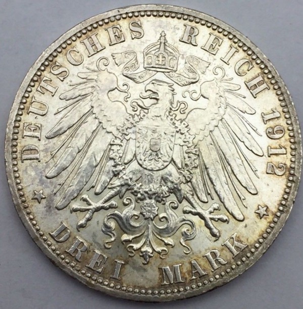 Allemagne 3 drei Mark 1912 A